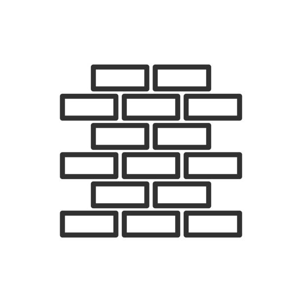 кирпичная стена, линейная икона. линия с редактируемой обводкой - cornerstone stability stone construction site stock illustrations