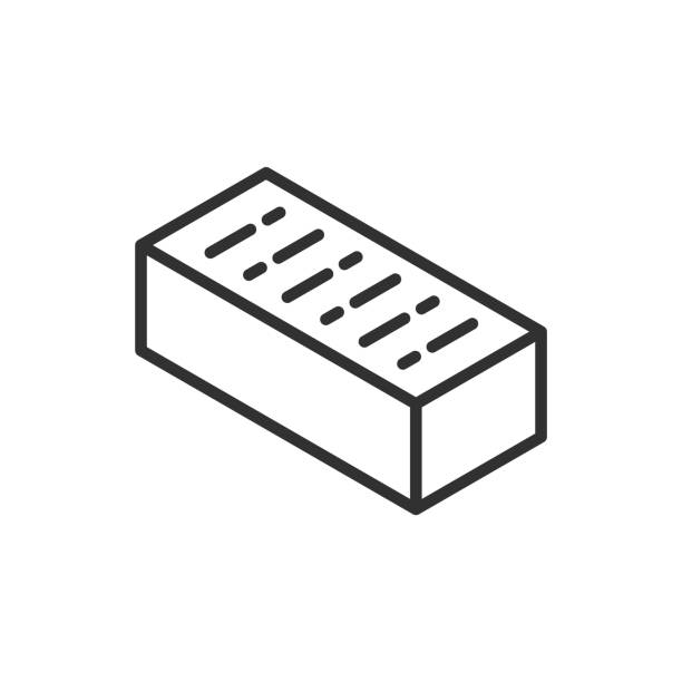 кирпичная, линейная икона. линия с редактируемой обводкой - cornerstone stability stone construction site stock illustrations