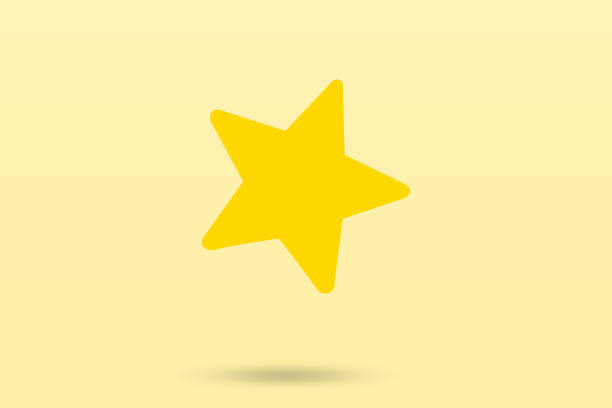 Yellow star shape paper sticker label isolated on yellow background
