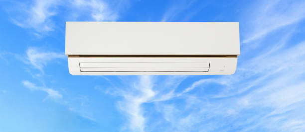 istock Air conditioner floated on blue sky background 2078330203