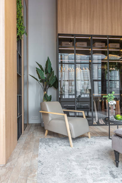 istock huge modern spacious apartment with high ceilings, panoramic windows with fantastic view, wooden decor, kitchen area, separate shower in greenery and dressing room 2078337720
