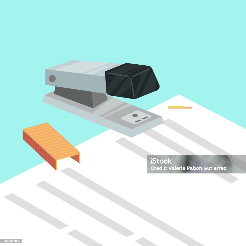 Stapler Graphi Gray Stapler Stapling Paper Stock Illustration - Download Image Now ...