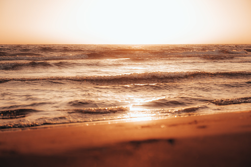 Sunrise by the beach sepia tones