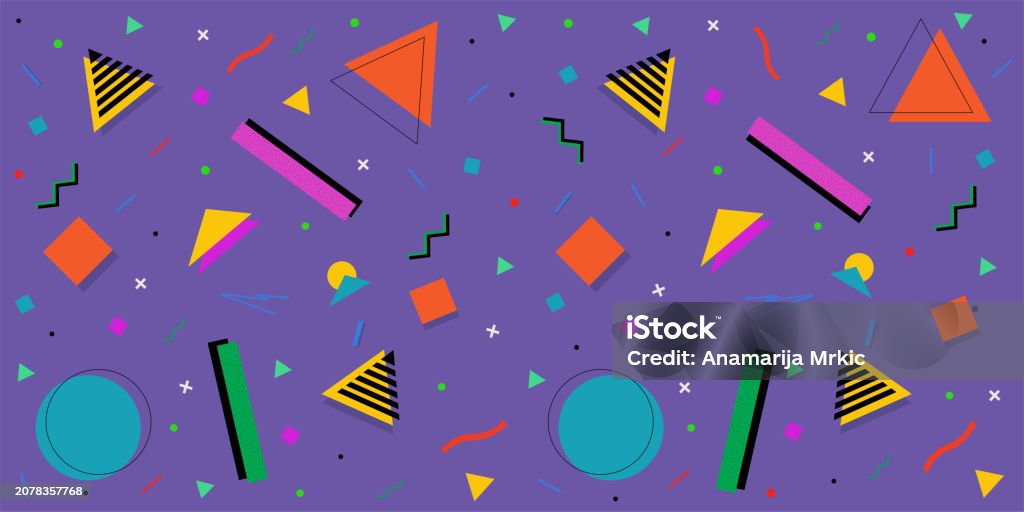 style colorful retro background with geometric elements. Vector illustration 1990-1999 stock vector style colorful retro background with geometric elements. Vector illustration 1990-1999 stock vector