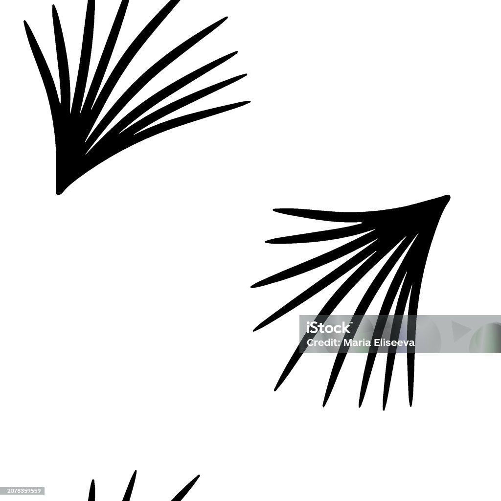 Tuft Vector Simple Seamless Doodle Black Pattern With Abstract Geometric Tuft ...