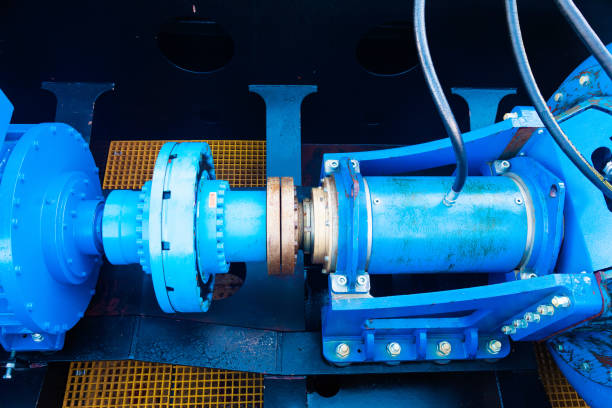 Powerful marine industrial pump installed on a ship.