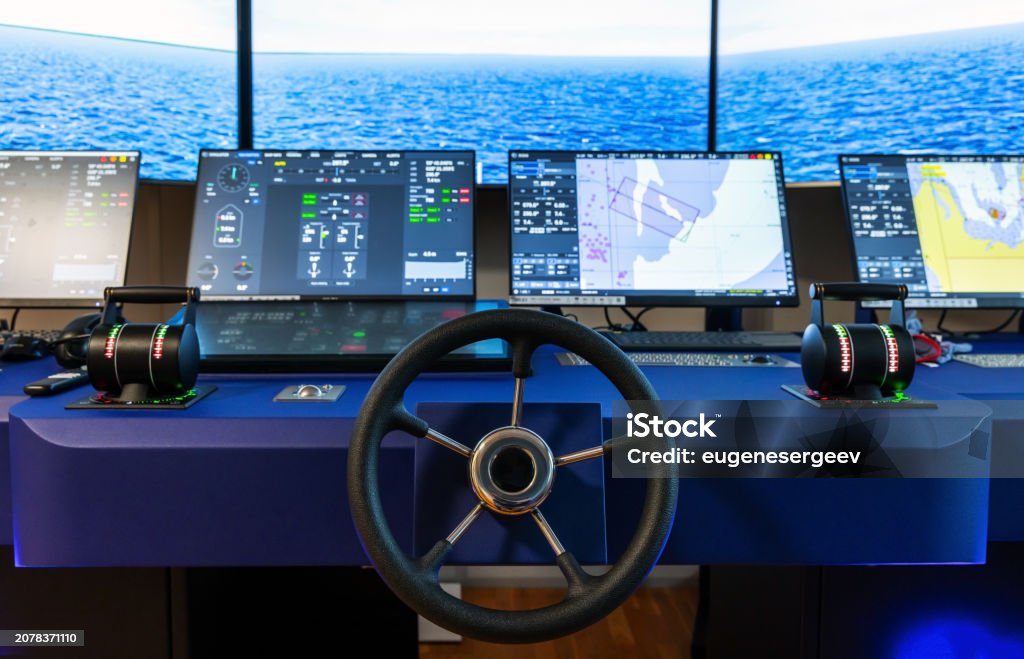 Ship Engine Control Usb Modern Ship Control Panel With Steering Wheel And Engine Accelerators ...
