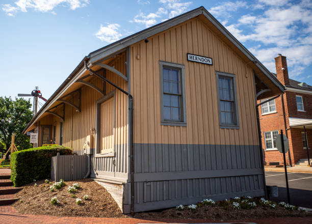 istock The old train station in Herndon, Virginia, with a semaphore behind. 2078371681
