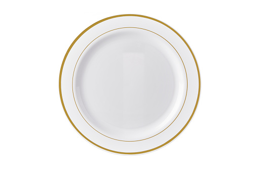 Vintage white empty plate on white background