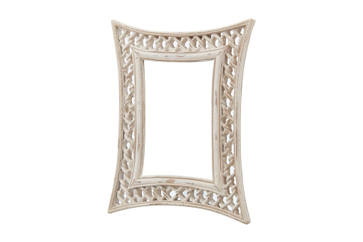 Empty Antic Picture Frame Over White Background