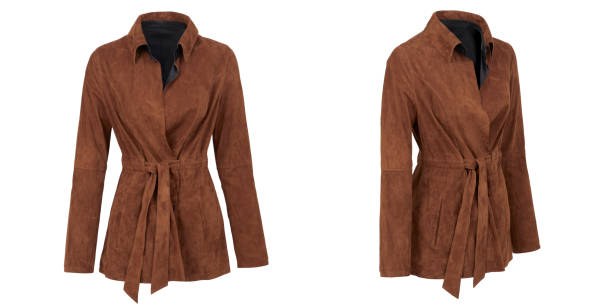 istock Brown Suede Women's Jacket On White Background 2078384392