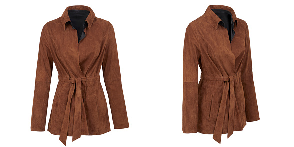 Brown Suede Women’s Jacket On White Background