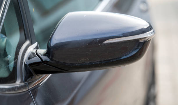 istock Left outside gray rearview mirror with turn signal. 2078385513