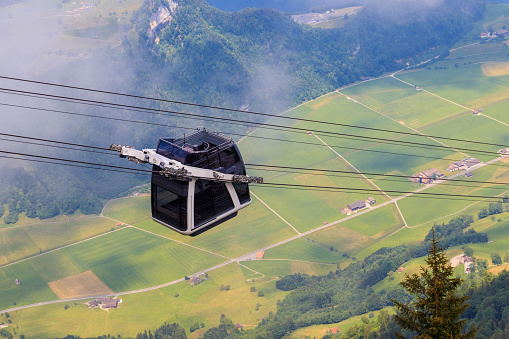 Gondola of Stanserhorn cabrio cable car to Stanserhorn mountain in Switzerland