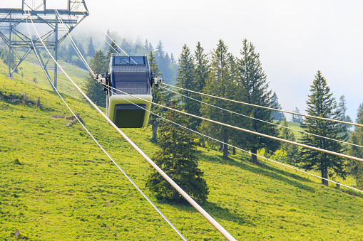 Gondola of Stanserhorn cabrio cable car to Stanserhorn mountain in Switzerland