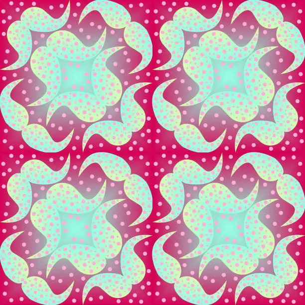 Vector illustration of Seamless vector abstract pattern with gradient triangles and paisley polka dot