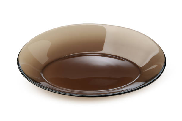 Brown glass plate isolated on white background