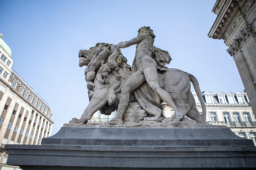 Vienna, Austria 1 Sep 2023. Mythical Fountain: Admire the enchanting Triton and Naiad Fountain, a masterpiece from 1890, (Detail part of the fountain)