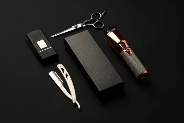 istock Tools for barbershop on black background studio shot 2078430953