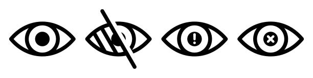 Eye problem. Blind icon set Eye problem. Blind icon set looking through window stock illustrations