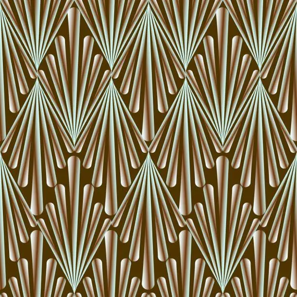 Vector illustration of Seamless vector geometric art deco pattern with a gradient in brown shades