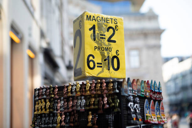Outside a tourist souvenir shop in Brussels, Belgium