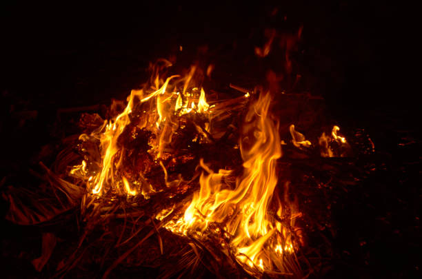 istock Flame of bonfire in the dark night 2078450462