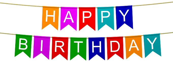 Happy Birthday Banner. Digitally generated image isolated on white background