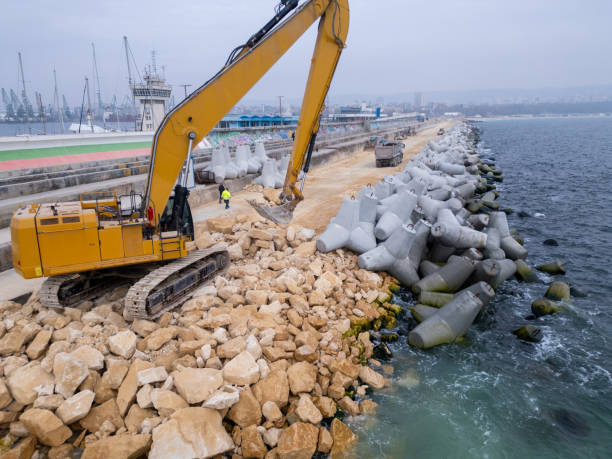 istock Rows of Concrete Blocks Along Beach 2078471130