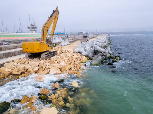 istock Rows of Concrete Blocks Along Beach 2078471132