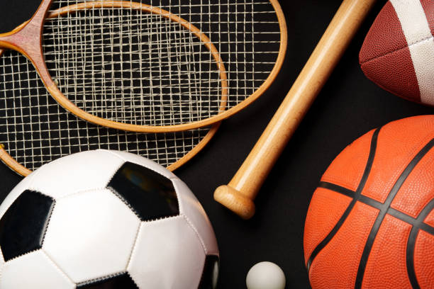 istock Various sports equipment on black background studio shot 2078474014