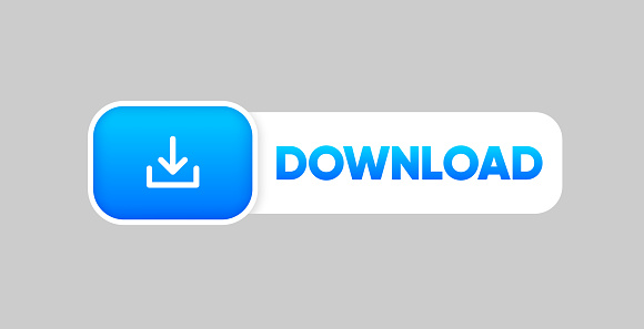 Download Button. 3d style button for website. Download Now video, movie, music, photo and other content. Vector illustration