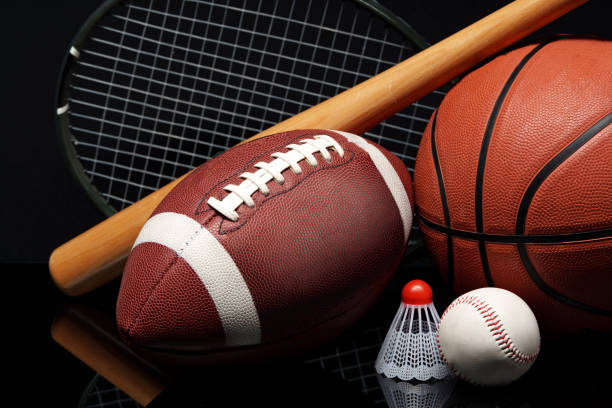 istock Various sports equipment on black background studio shot 2078495115