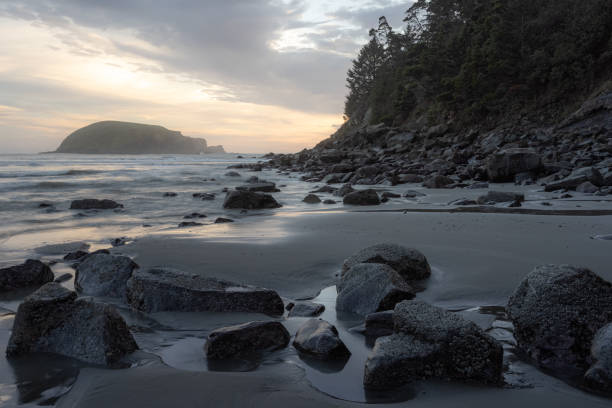 istock A rocky beach with a small island in the distance 2078495800