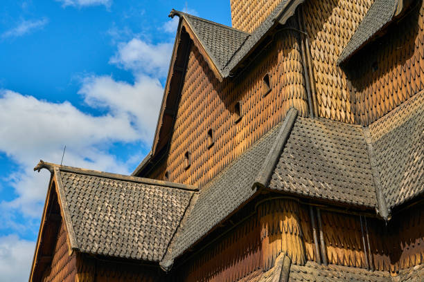 Heddal Stave Church is a parish church built out of wood. Heddal, Norway - 06 16 2022: Heddal Stave Church is a medieval parish church built out of wood, located in Telemark in Norway. heddal stock pictures, royalty-free photos & images