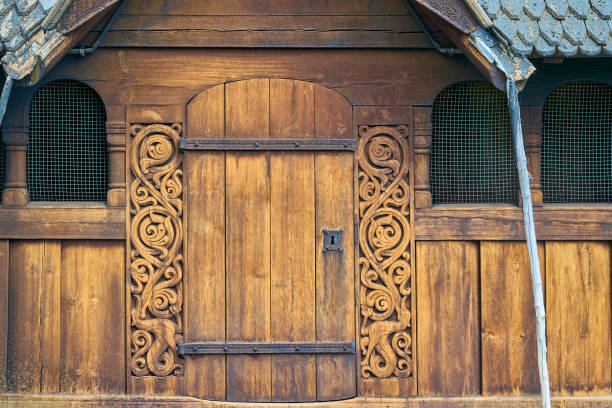 Heddal Stave Church is a parish church built out of wood. Heddal, Norway - 06 16 2022: Heddal Stave Church is a parish church built out of wood, located in Telemark in Norway. heddal stock pictures, royalty-free photos & images