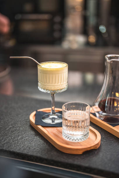 istock Artisan Coffee and Matcha Latte Served on a Tray in a Modern Coffee House 2078496540
