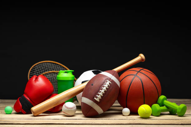istock Various sports equipment on black background studio shot 2078505103
