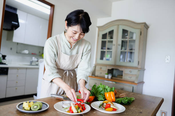 Woman making vegan food