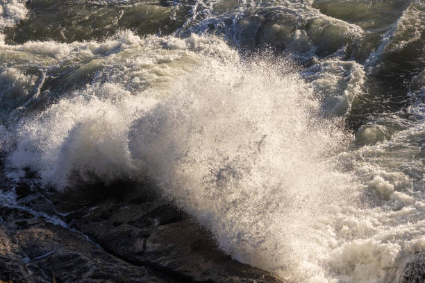 wielka fala rozbijająca się o skalisty brzeg - stream day eastern usa falling water zdjęcia i obrazy z banku zdjęć