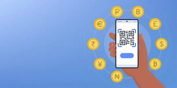 Vector illustration of International payments and currency exchange app