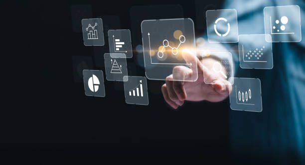 istock KPI Business analytics concept. Businessman touch virtual screen of data analytics report and key performance indicators on information dashboard for business strategy and business intelligence. 2078539609