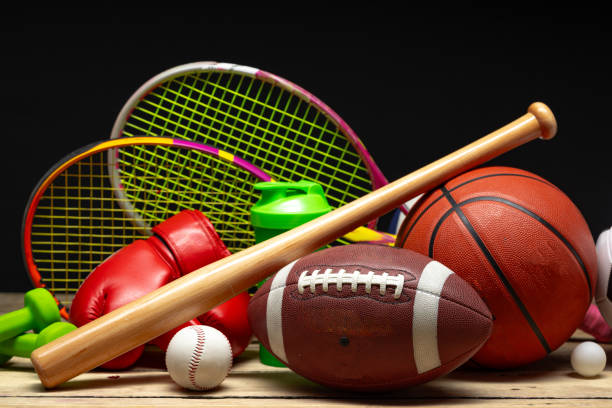 istock Various sports equipment on black background studio shot 2078541773
