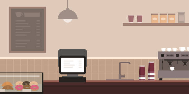 istock Contemporary cafe interior counter with cash register 2078544398