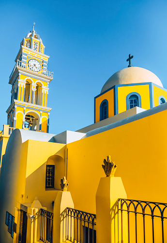 Catholic Cathedral Church of Saint John the Baptist in Thira on Santorini Town, Cyclades, Greece