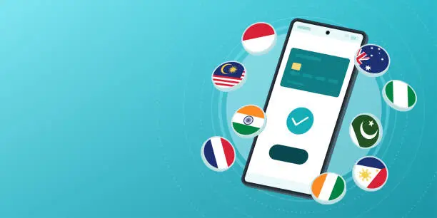 Vector illustration of International money transfers and payments app