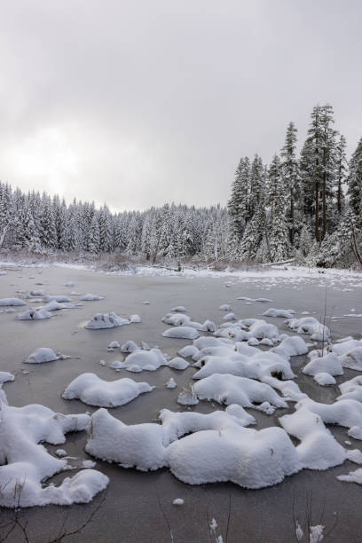 istock A snowy landscape with a lake covered in ice and snow 2078560820