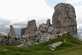 View of the Cinque Torri mountains in the Dolomites, South Tyrol region