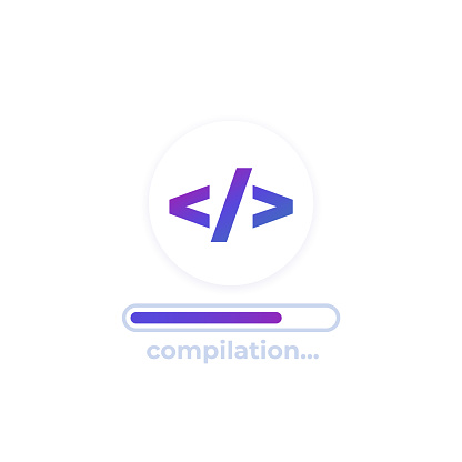 code compilation vector icon for web and apps