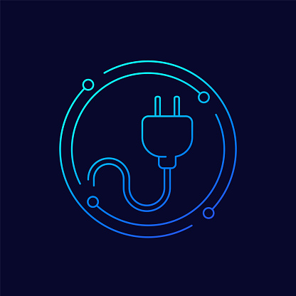 plug for a chinese socket icon, linear design